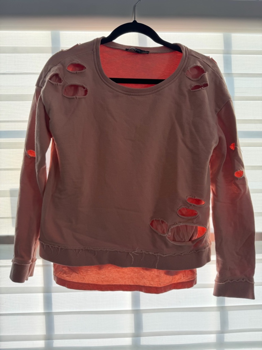 Generation Love Distressed Soft Pink Crewneck Sweatshirt